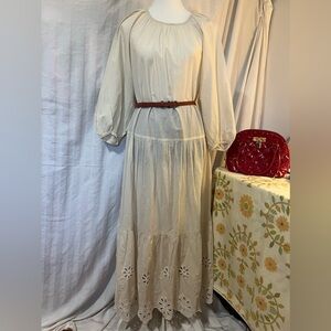 H&M Loose-Fit Summer Dress with Embroidered Eyelet Details (BELT NOT INCLUDED)